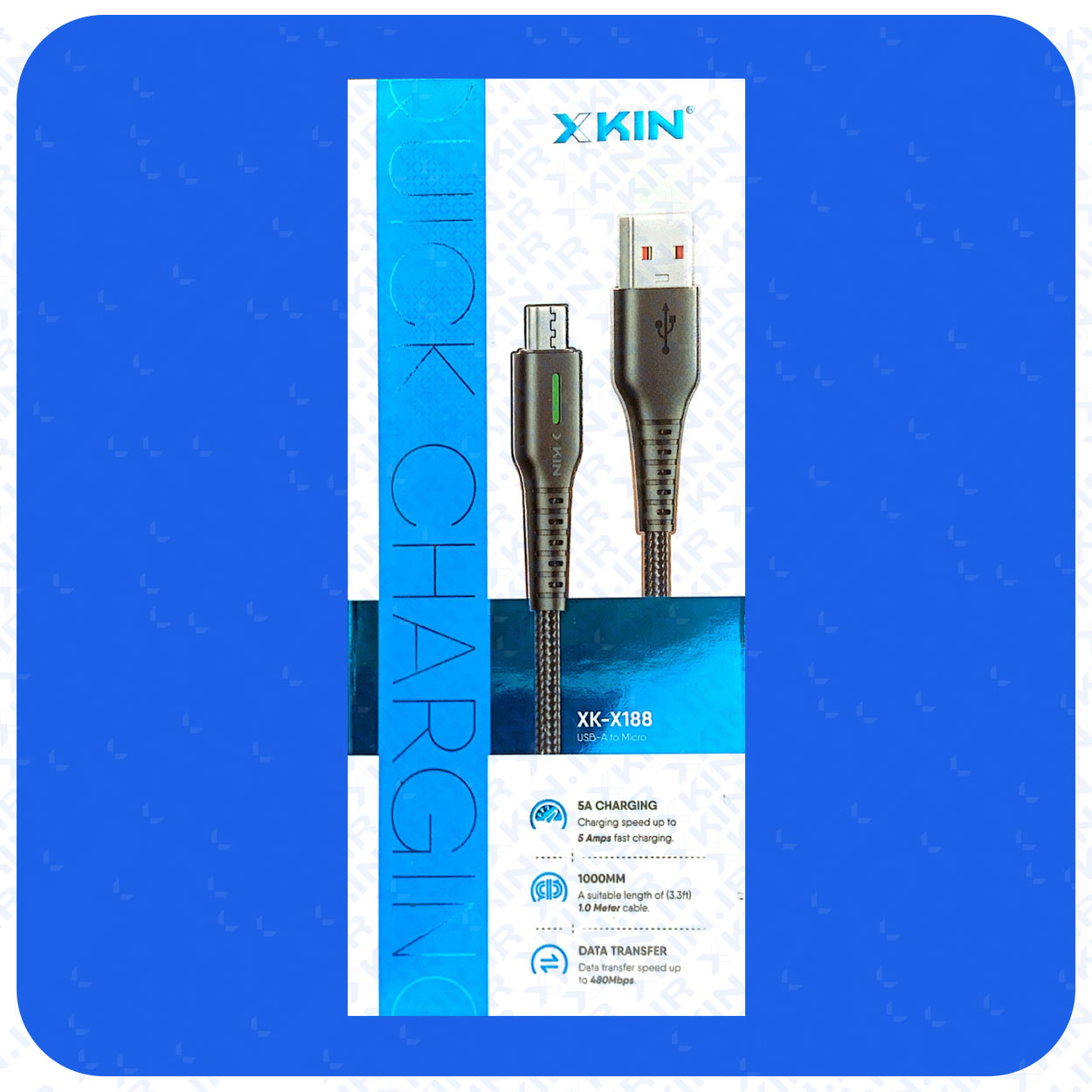 کابل شارژ USB به micro ایکس کین مدل XK-X188 طول 1 متر قابلیت انتقال فایل — تصویر ۲