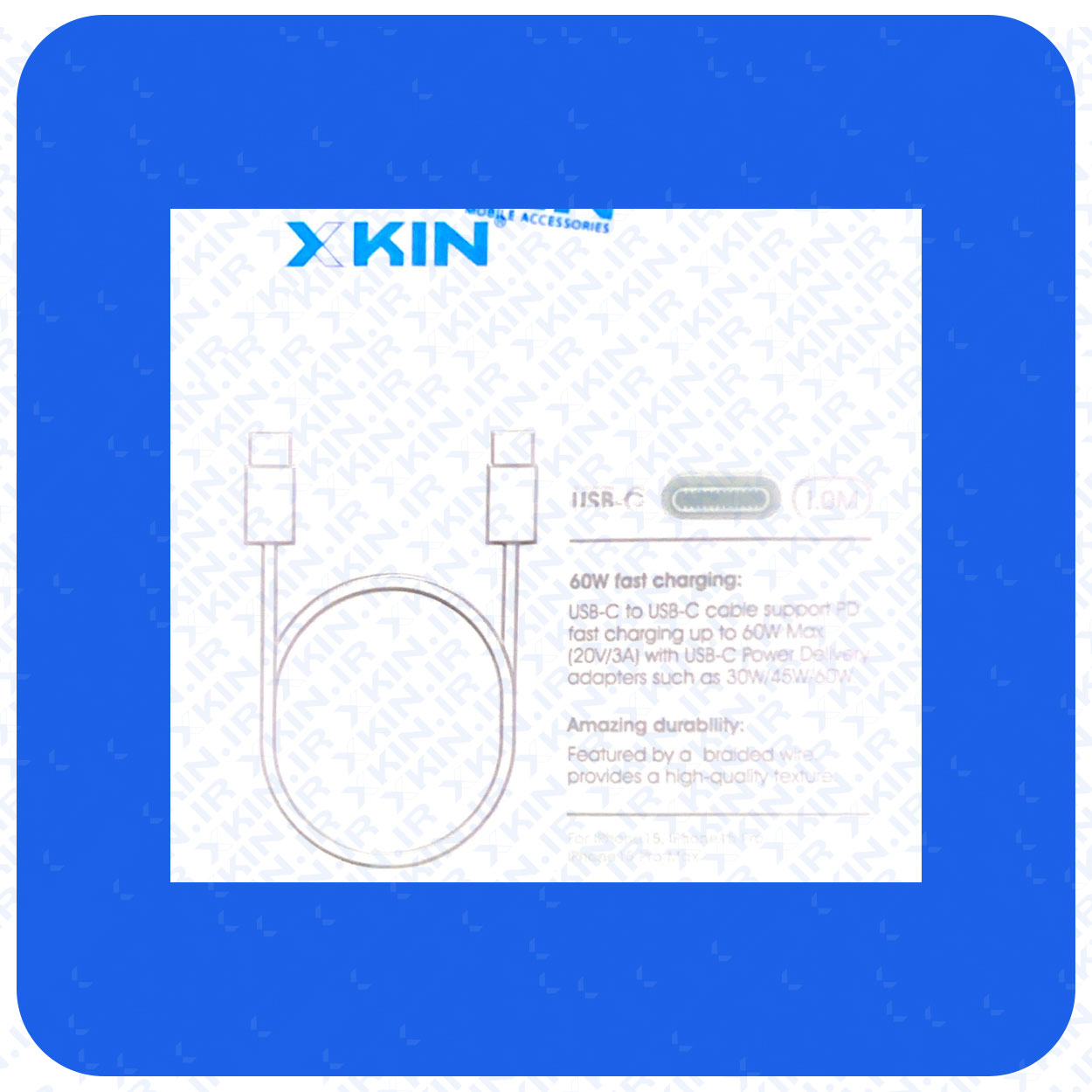 کابل شارژ USB-C به USB-C ایکس کین مدل XK-X158 طول 1 متر قابلیت انتقال فایل — تصویر ۳