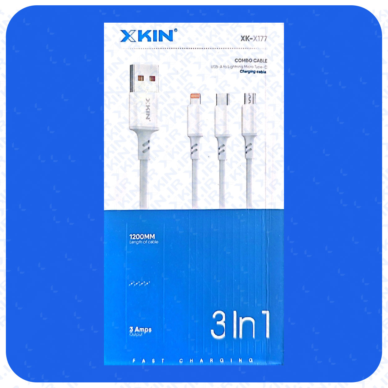 کابل شارژ USB به لایتنینگ و MICRO و USB-C ایکس کین مدل XK-X177 طول 1.2 متر — تصویر ۲