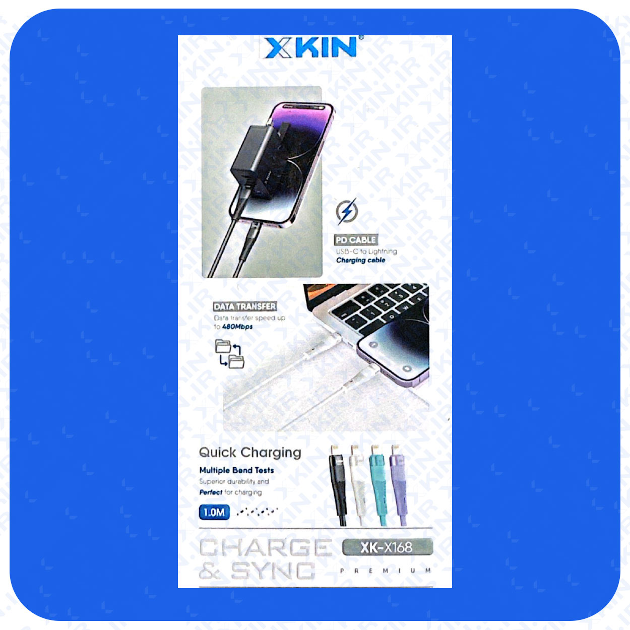 کابل شارژ USB به لایتنینگ ایکس کین مدل XK-X168 طول 1 متر — تصویر ۳