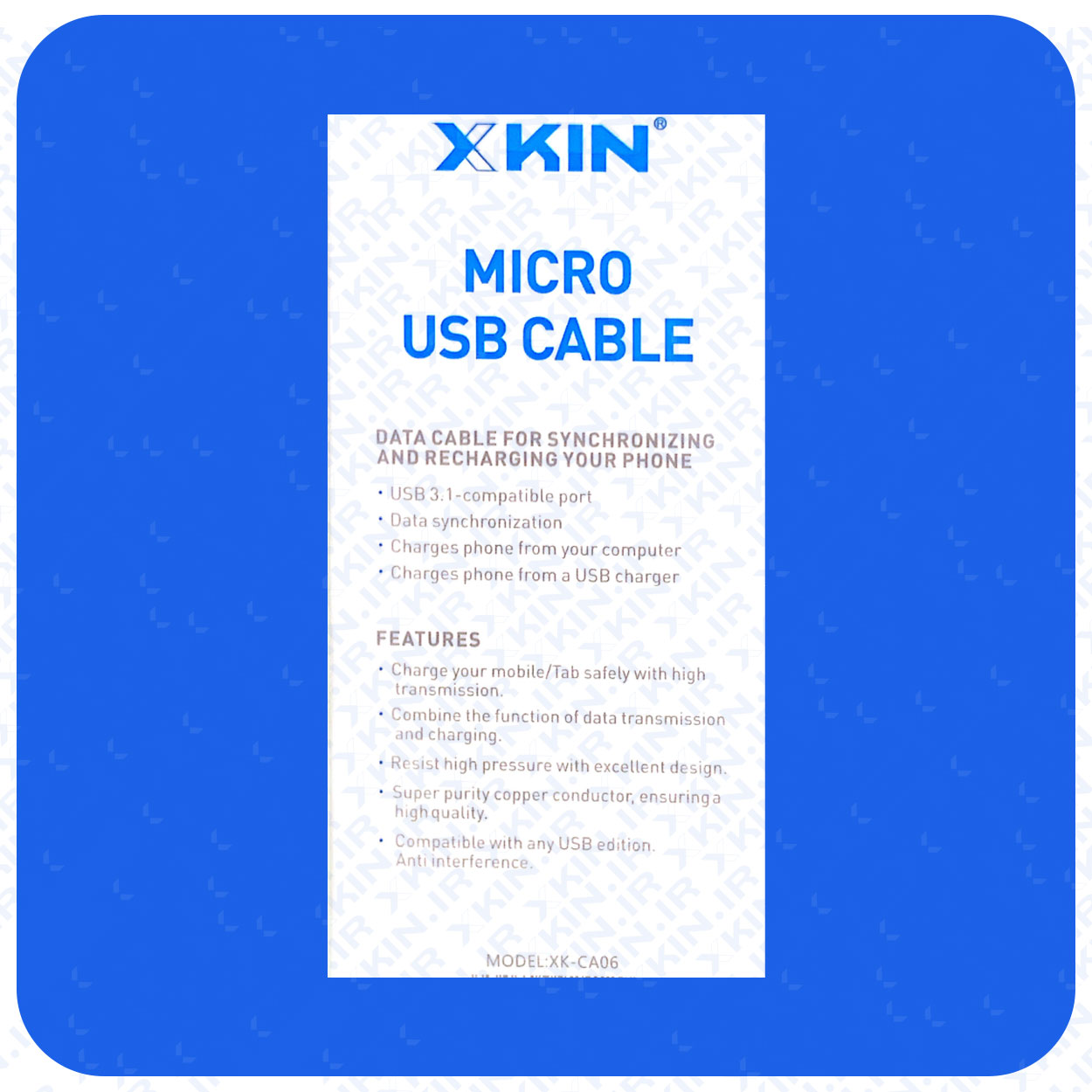 کابل تبدیل USB به لایتنینگ مدل XK-CA06 طول 1 متر — تصویر ۳