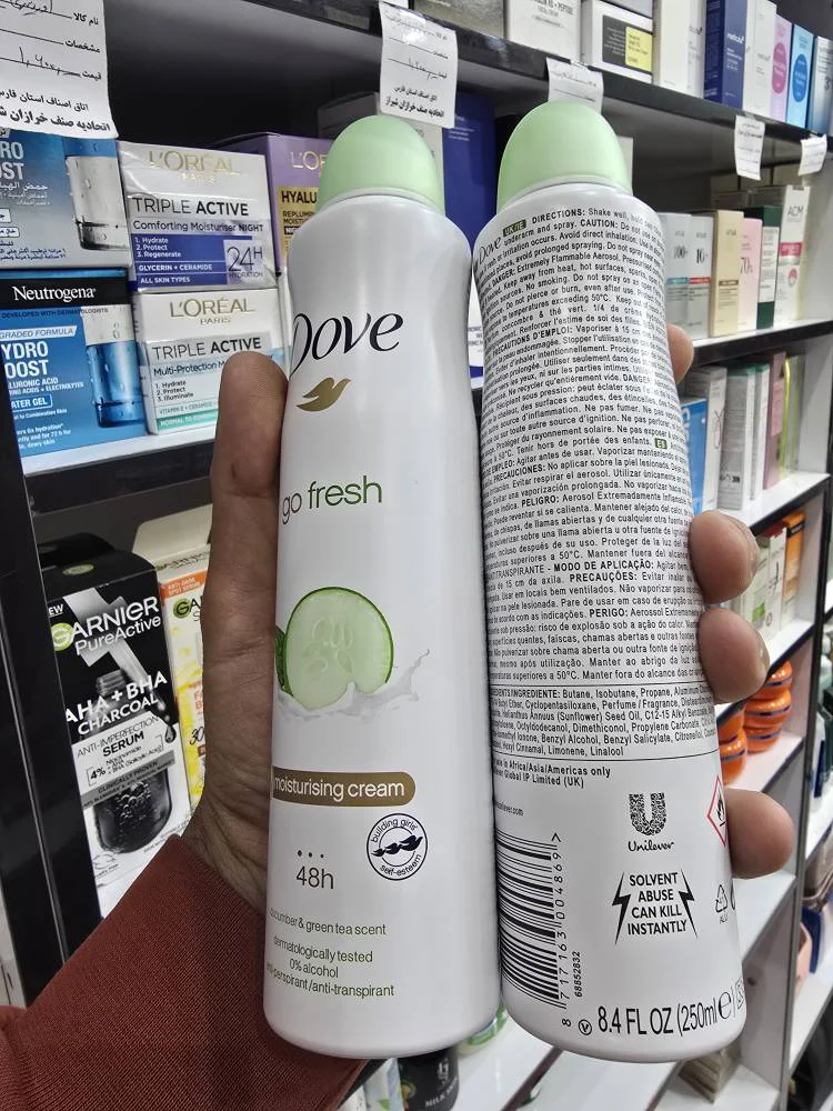 اسپری دئودورانت زنانه داو مدل اورجینال رایحه خنک خیار و چای سبز ماندگاری 48 ساعته 250 میل اصلی به شرط اصالت | اورجینال انگلیسی
