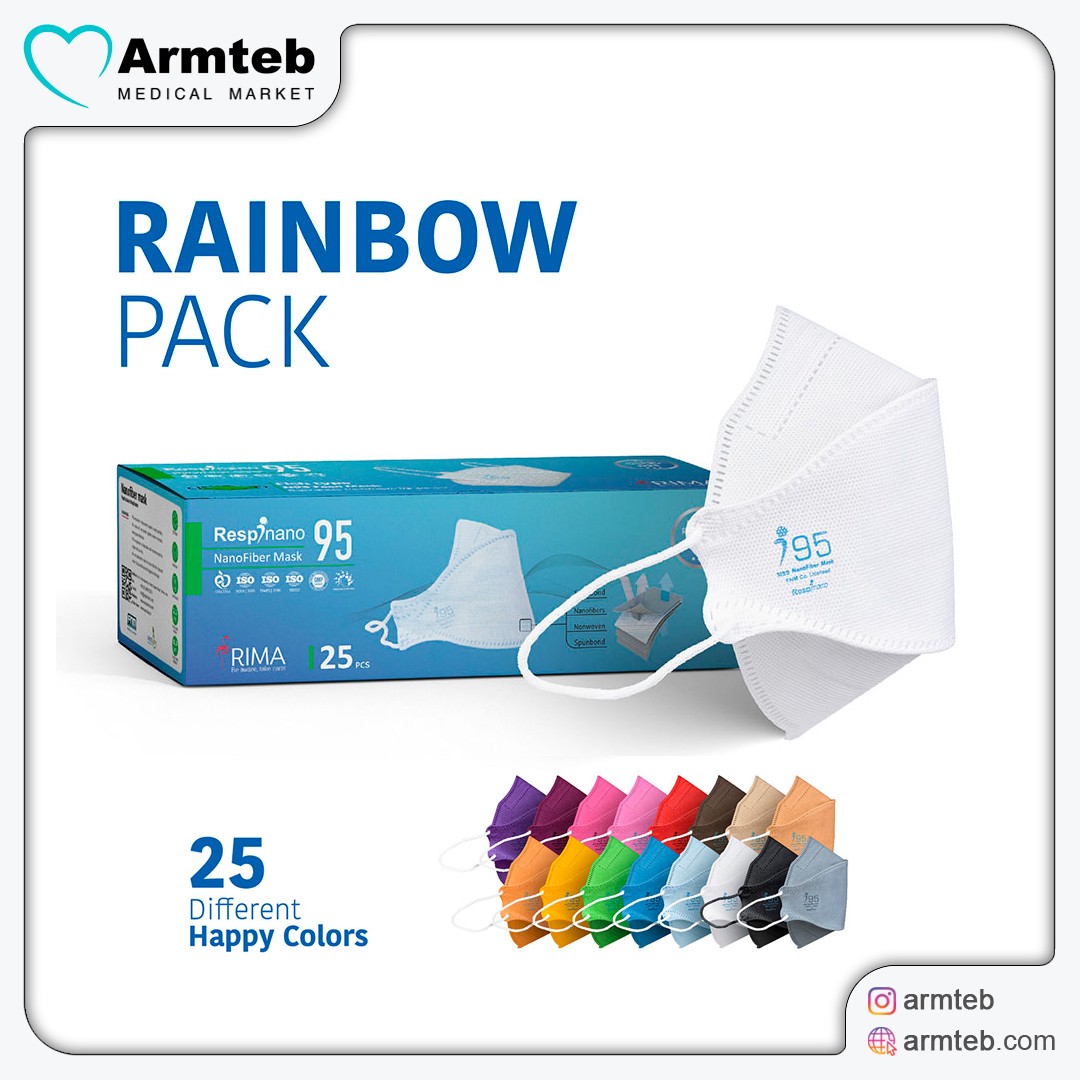 ماسک سه بعدی نانو N95 رسپی نانو ریما-25 عددی پک رنگین کمان Rainbow — تصویر ۲