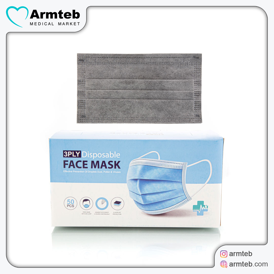 ماسک سه لایه MK خاکستری بسته 50عددی