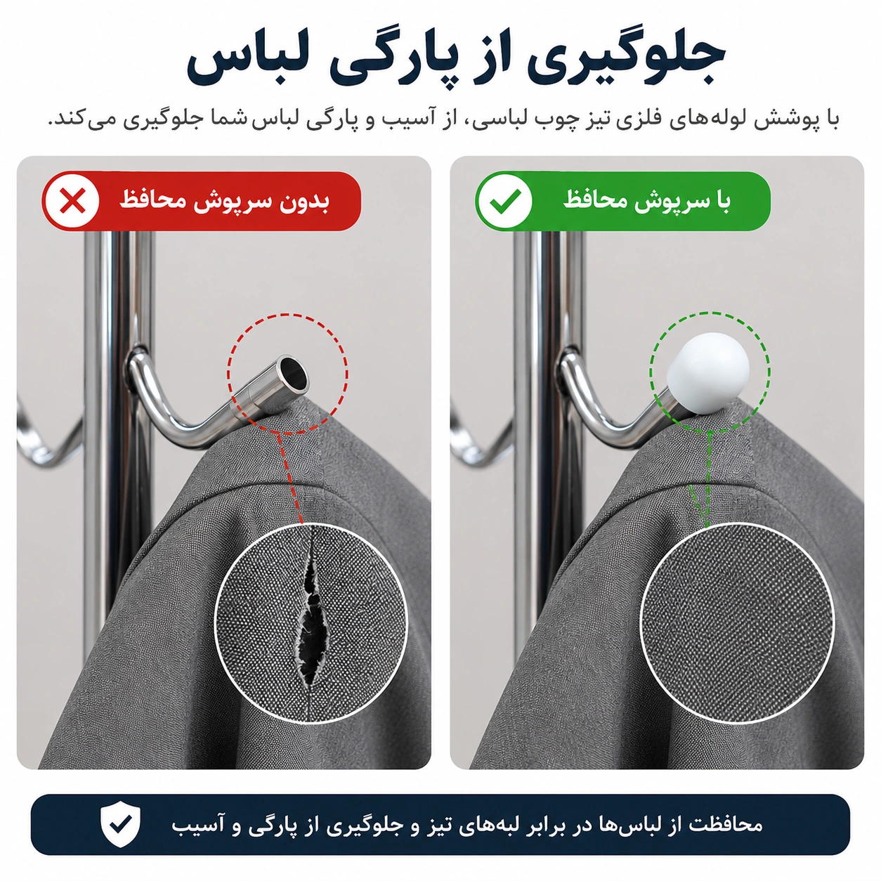 درپوش محافظ لوله جالباسی ایستاده 16 میلیمتری — تصویر ۴