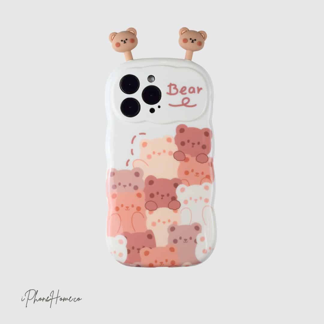 قاب فانتزی خرسی Bear کرم قهوه ای مناسب iPhone 14 Pro Max (7884)