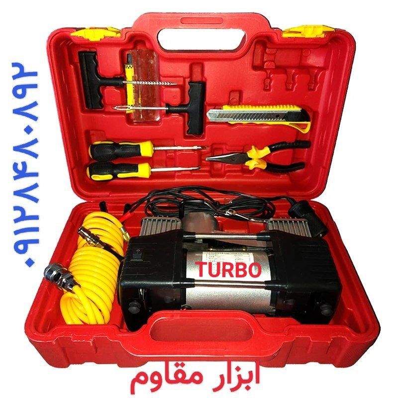 کیت کامل کمپرسور فندکی دو سیلندر توربو قرمز اصلی TURBO PM12V — تصویر ۲