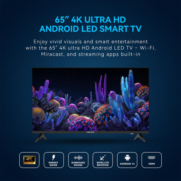 تلویزیون هوشمند 65 اینچ استارترک 4K – مدل ST-65K-2200-SMART با Android 14 و Bezel-less — تصویر ۳