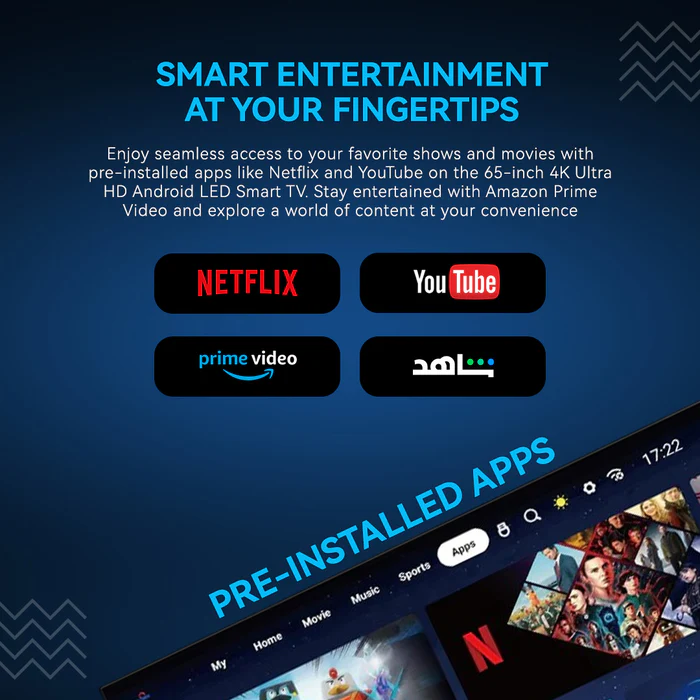 تلویزیون هوشمند 65 اینچ استارترک 4K – مدل ST-65K-2200-SMART با Android 14 و Bezel-less — تصویر ۴
