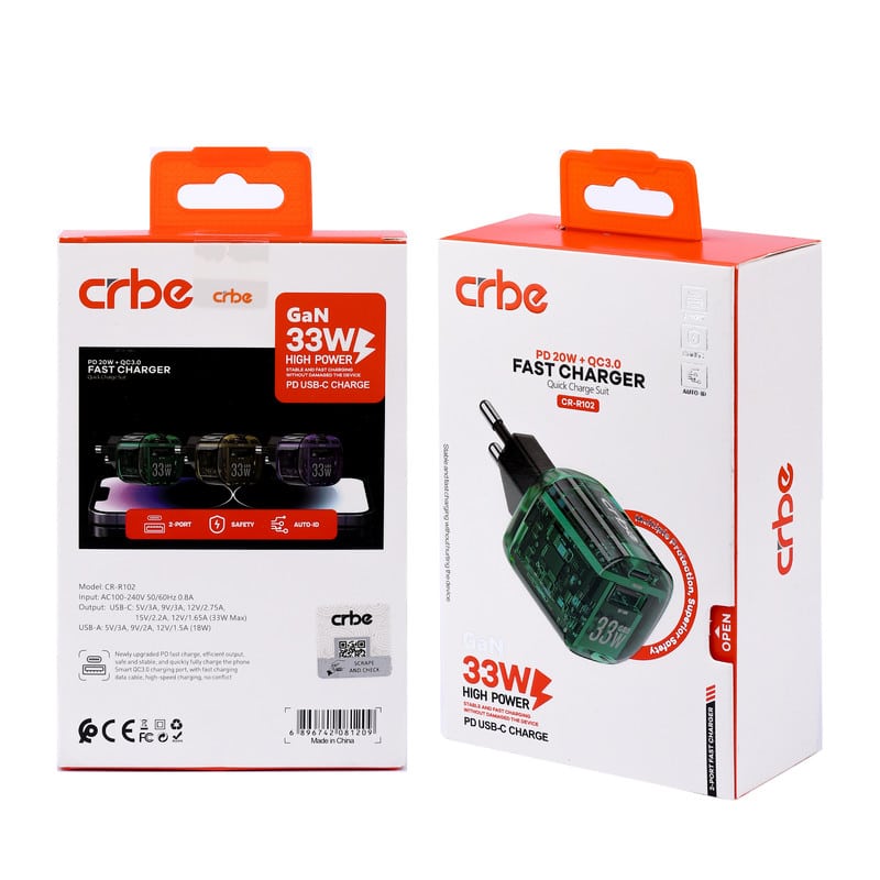 شارژر دیواری 33 وات کربی (Crbe) مدل CR-R102 GaN — تصویر ۷