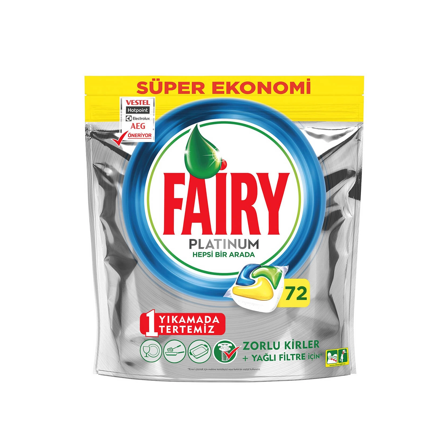 قرص ماشین ظرفشویی فیری FAIRY پلاتینیوم 72 عددی — تصویر ۲