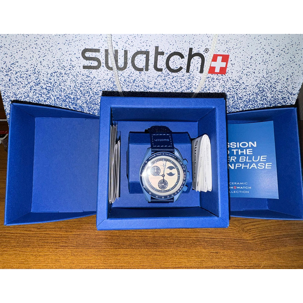 ساعت مچی امگا سواچ Omega Swatch Mission TO THE SUPER BLUE MOONPHASE — تصویر ۳