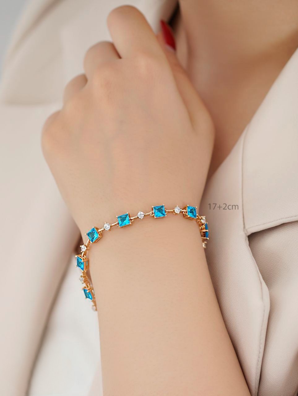دستبند زنانه ژوپینگ نگین آبی