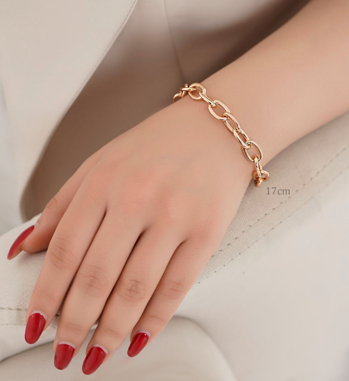 دستبند زنانه ژوپینگ مدل زنجیری استیل طلایی کد RS-165