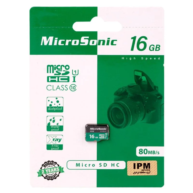 کارت حافظه MicroSDHC میکروسونیک مدل MicroSonic 533X کلاس 10 استاندارد UHS-I U1 سرعت 80MBps ظرفیت 16 گیگابایت