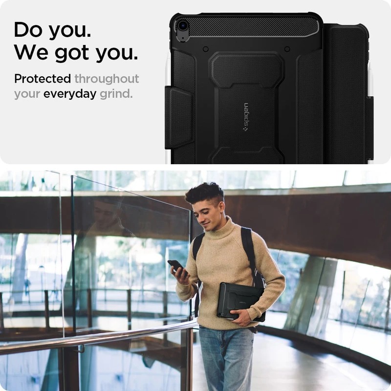 کیف اسپیگن Rugged Armor Pro مناسب برای تبلت iPad Air 11 inch 7th M3 (2025) / iPad Air 11 inch 6th M2 (2024) / iPad Air 10.9 inch 5th (2022) / iPad Air 10.9 inch 4th Generation — تصویر ۶