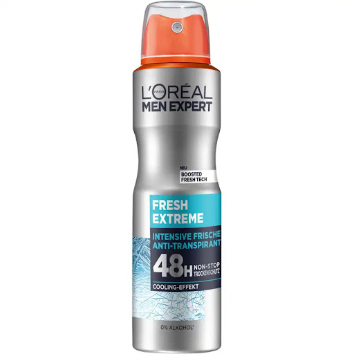 اسپری دئودورانت لورال Loreal مردانه طوسی مدل Fresh Extreme حجم 150 میل