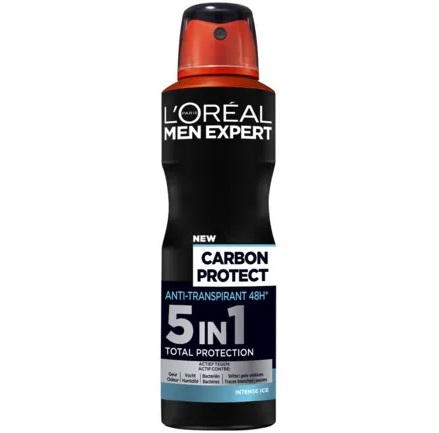 اسپری دئودورانت لورال Loreal مردانه مشکی مدل Carbon Protect حجم 150 میل