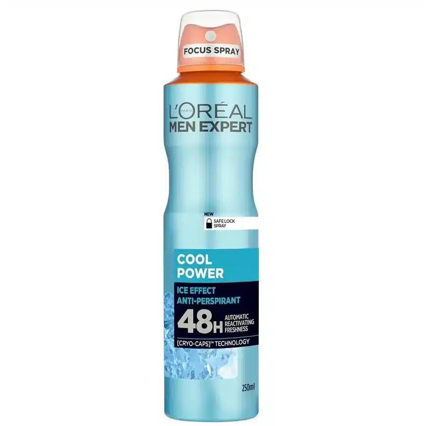 اسپری دئودورانت لورال Loreal مدل مردانه Cool Power حجم 250 میل