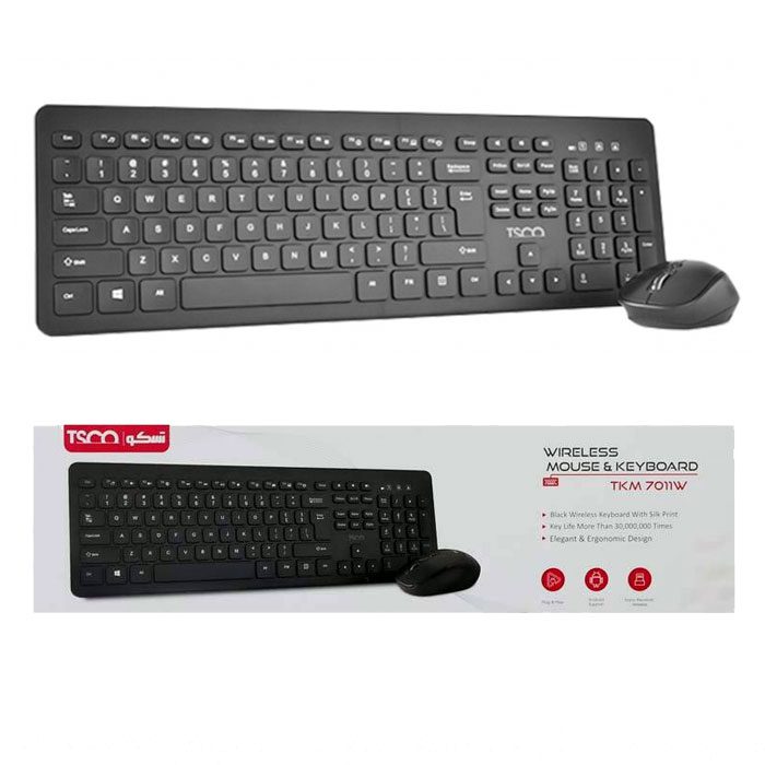 کیبورد و ماوس بی سیم تسکو TKM 7011w ا TSCO TKM 7011 Wireless keyboard and Mouse کد 5220