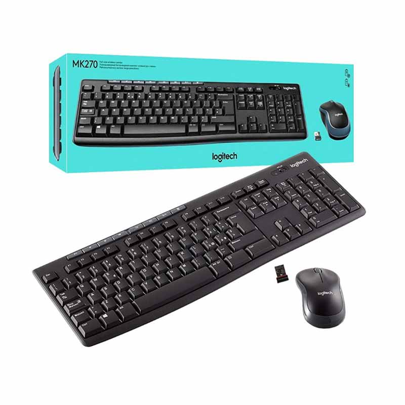 کیبورد و ماوس بی‌سیم لاجیتک دارای حروف فارسی مدل MK270 ا Logitech MK270 Wireless Keyboard and Mouse کد 3809