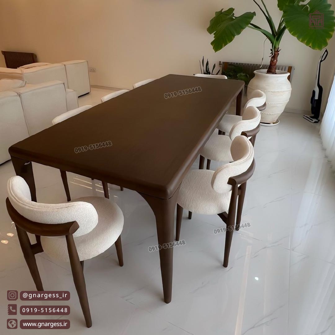 میز غذا خوری داتیس مینیمال با صندلی نوبل کف گرد — تصویر ۵