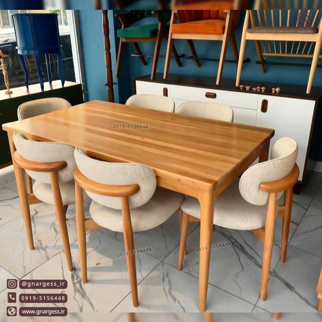 میز غذا خوری داتیس مینیمال با صندلی نوبل کف گرد — تصویر ۳