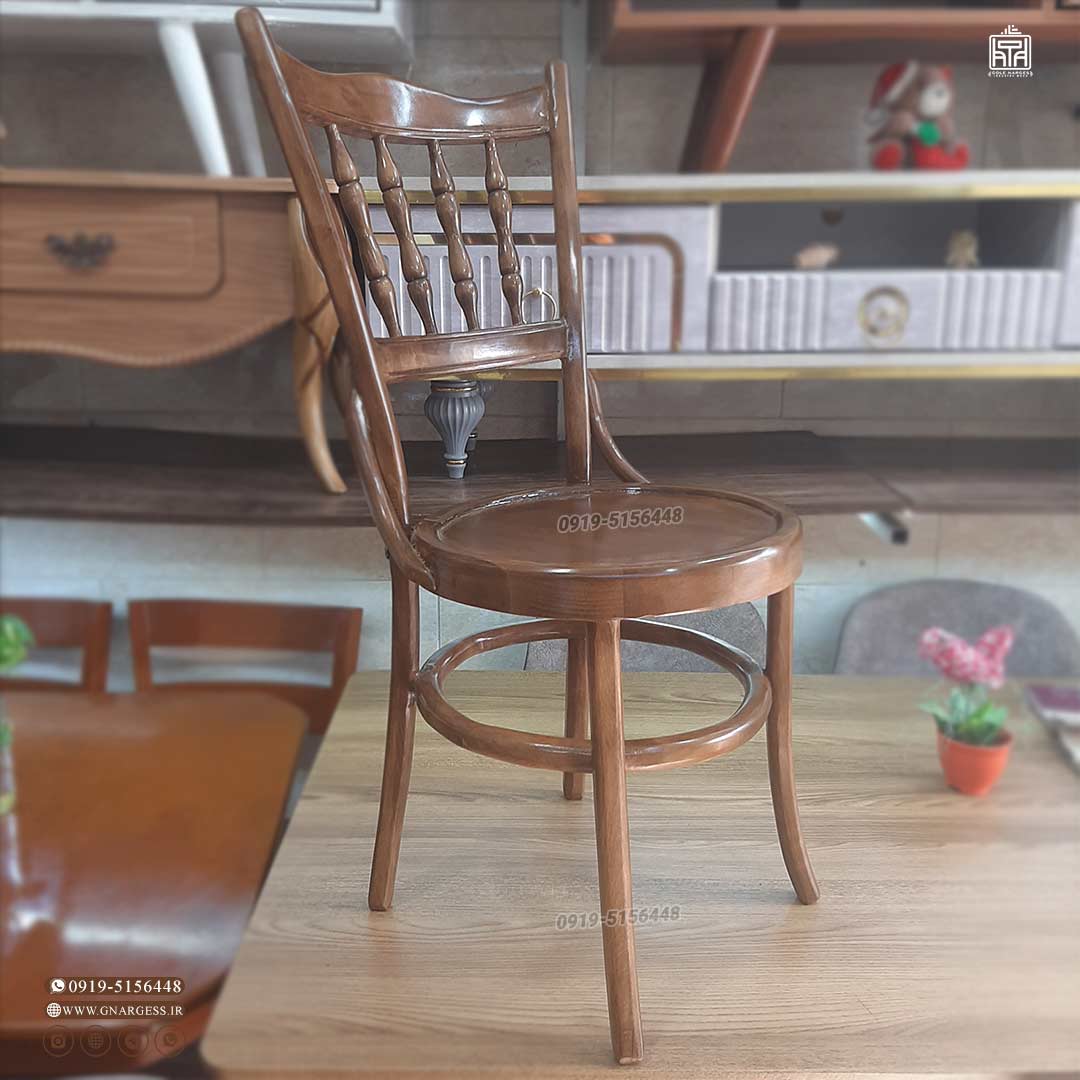 صندلی میز ناهارخوری چوب راش لهستانی خراطی — تصویر ۳