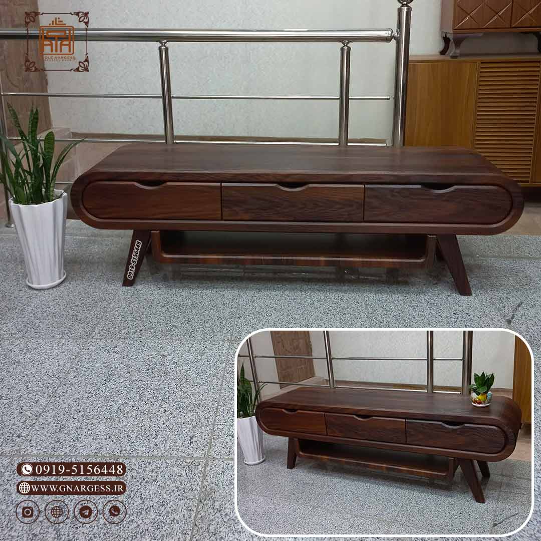 مدل میز تلویزیون 3 بعدی موج رادیویی بیضی وکیوم ام دی اف 140 سانت — تصویر ۶