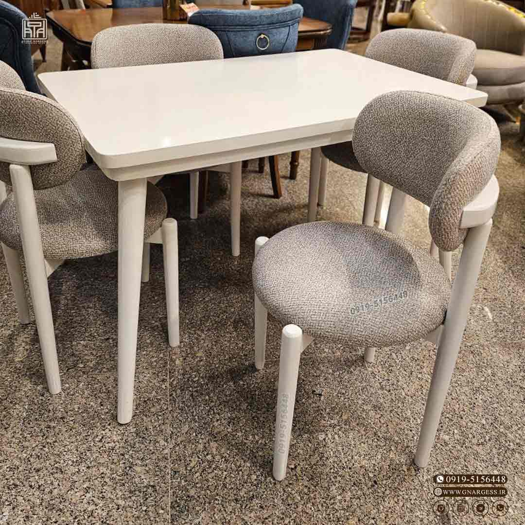 صندلی چوبی مینیمال طرح نوبل راش کف گرد برای میز ناهارخوری چوبی — تصویر ۳