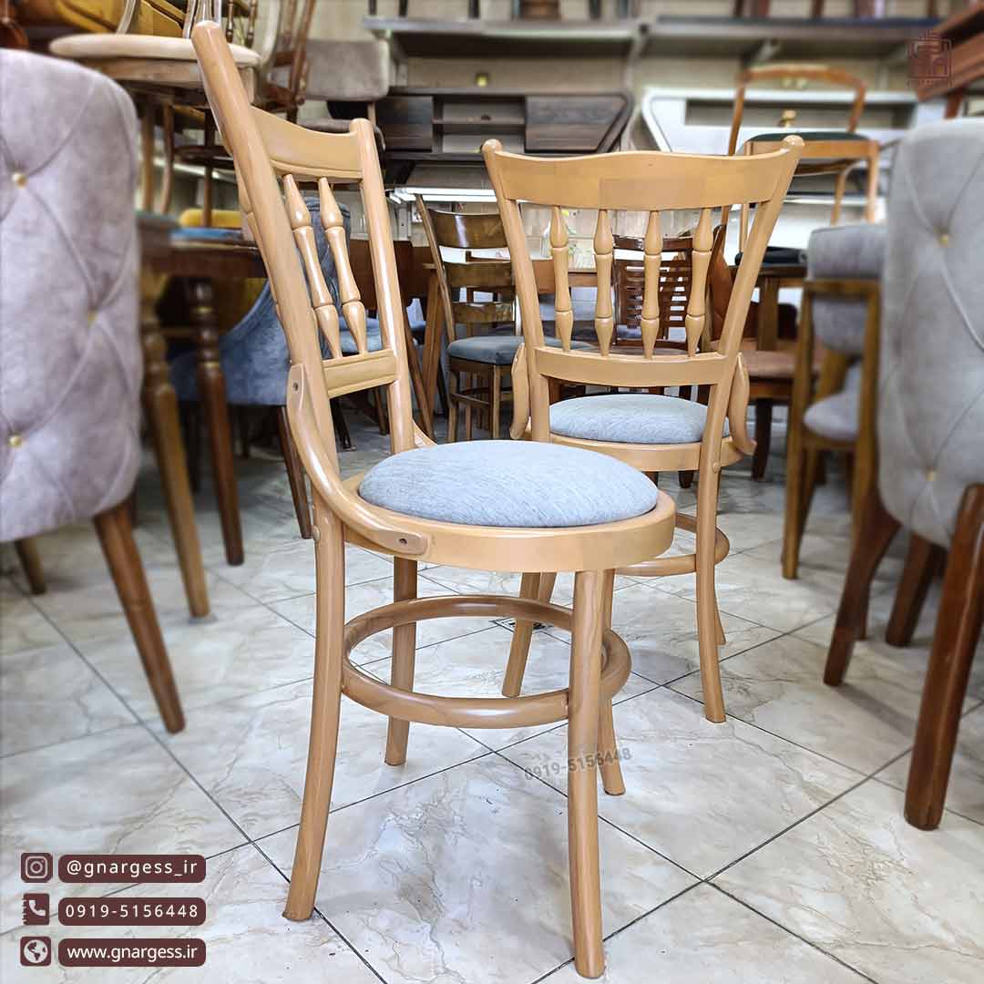 صندلی لهستانی خراطی تشک دار مبلی چوب راش — تصویر ۵