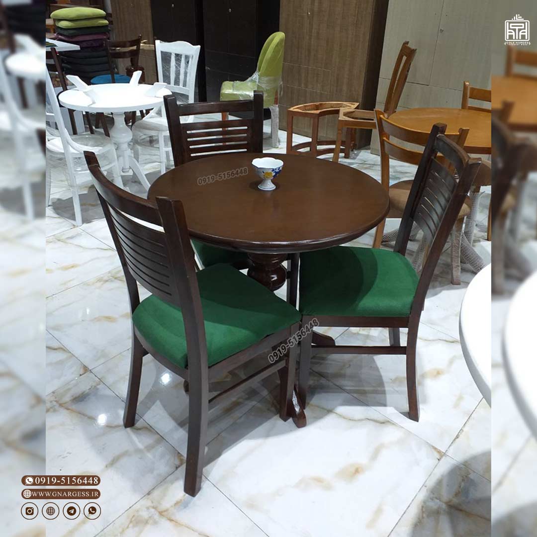 میز صبحانه خوری لیندا چوبی 2 نفره با صندلی آبشاری — تصویر ۵