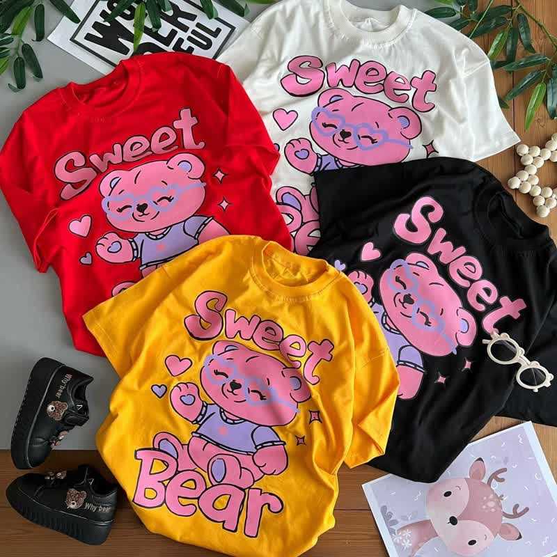 تیشرت دخترانه خرسی طرح SWEET BEAR — تصویر ۲