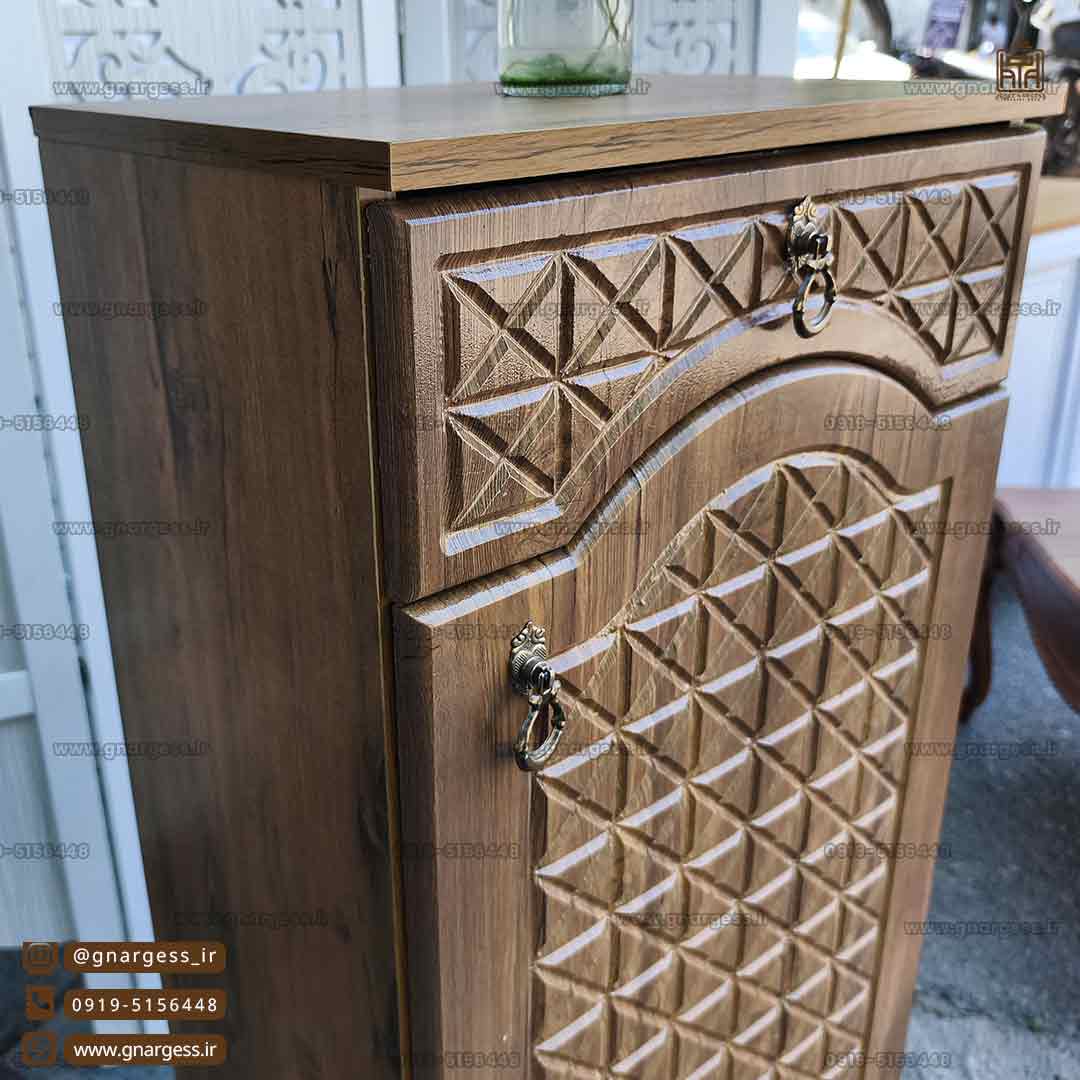 جاکفشی آپارتمانی درب ام دی اف وکیوم کشودار تک درب — تصویر ۵