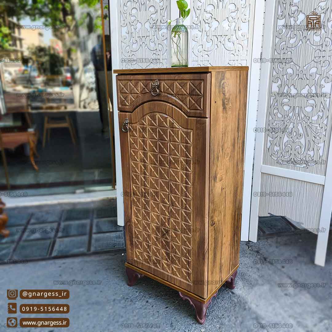 جاکفشی آپارتمانی درب ام دی اف وکیوم کشودار تک درب — تصویر ۲