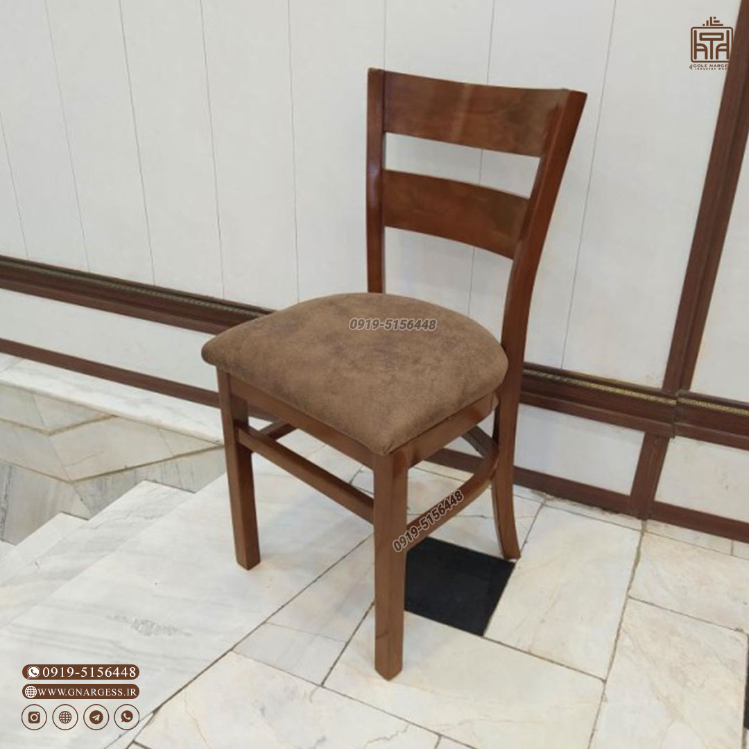 صندلی چوبی دو تیره پهن چوب راش ناهارخوری — تصویر ۲