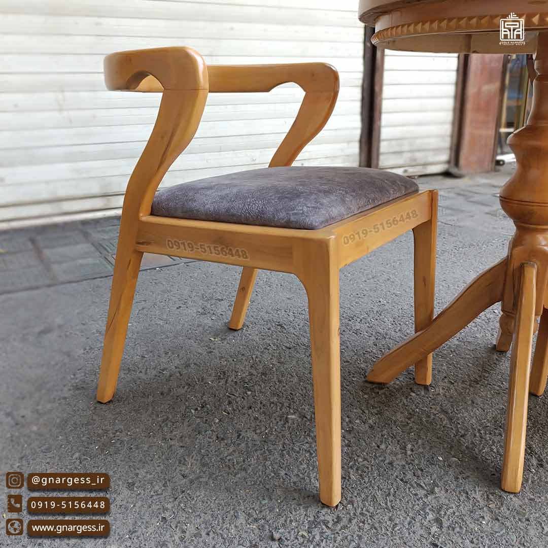 صندلی چوب راش مدل رونیز دسته منحنی — تصویر ۲