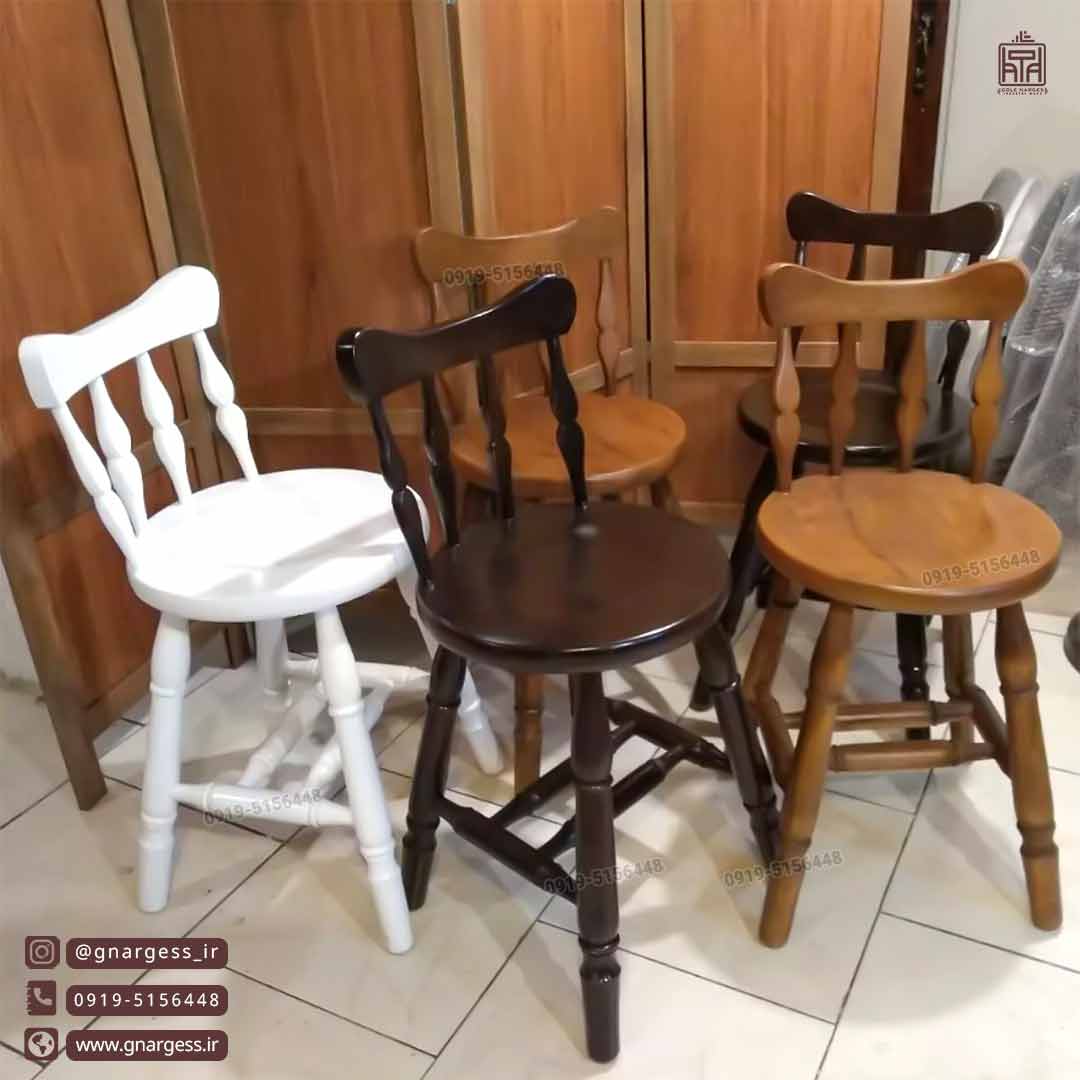 صندلی ناهارخوری چوبی خراطی مدل خرگوشی — تصویر ۳