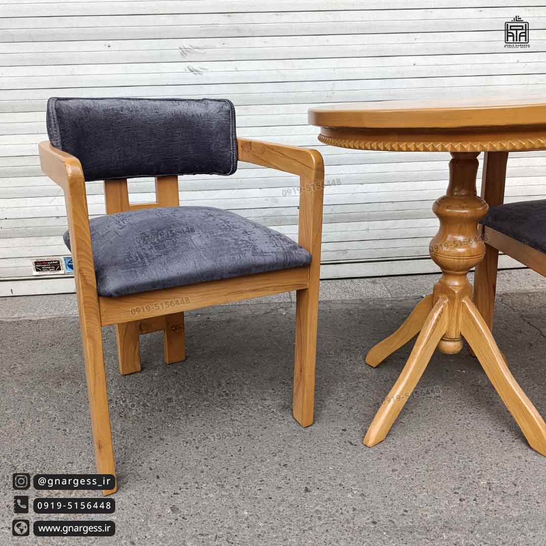 صندلی ناهارخوری چوب راش دسته دار مدل اچ — تصویر ۲