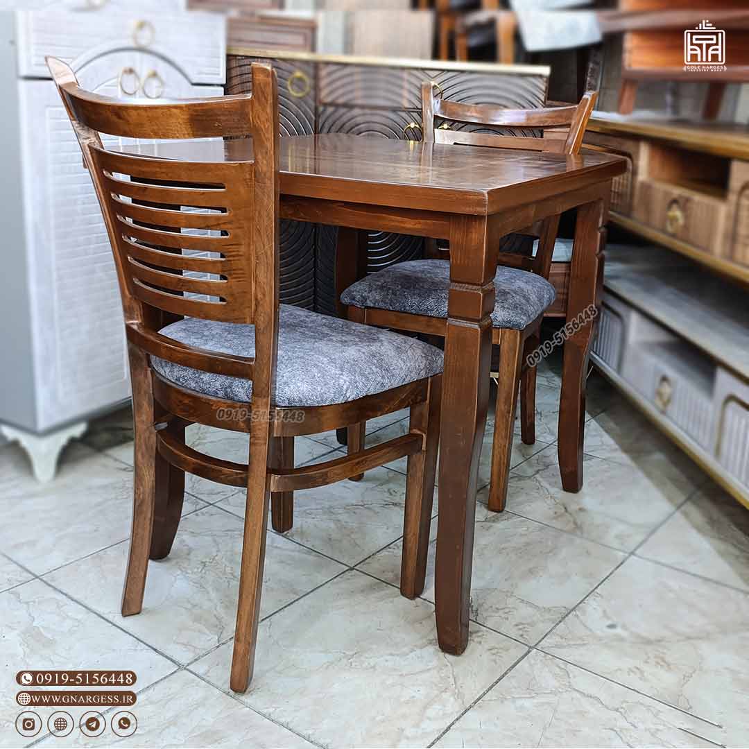 میز غذاخوری کیان 2 نفره چوبی روکشی چوبی — تصویر ۲
