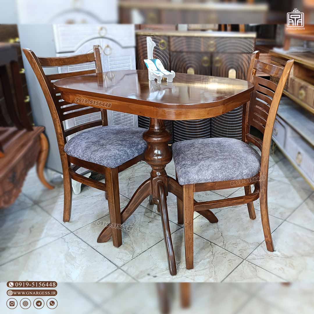 میز غذاخوری کیان 2 نفره چوبی روکشی چوبی — تصویر ۶