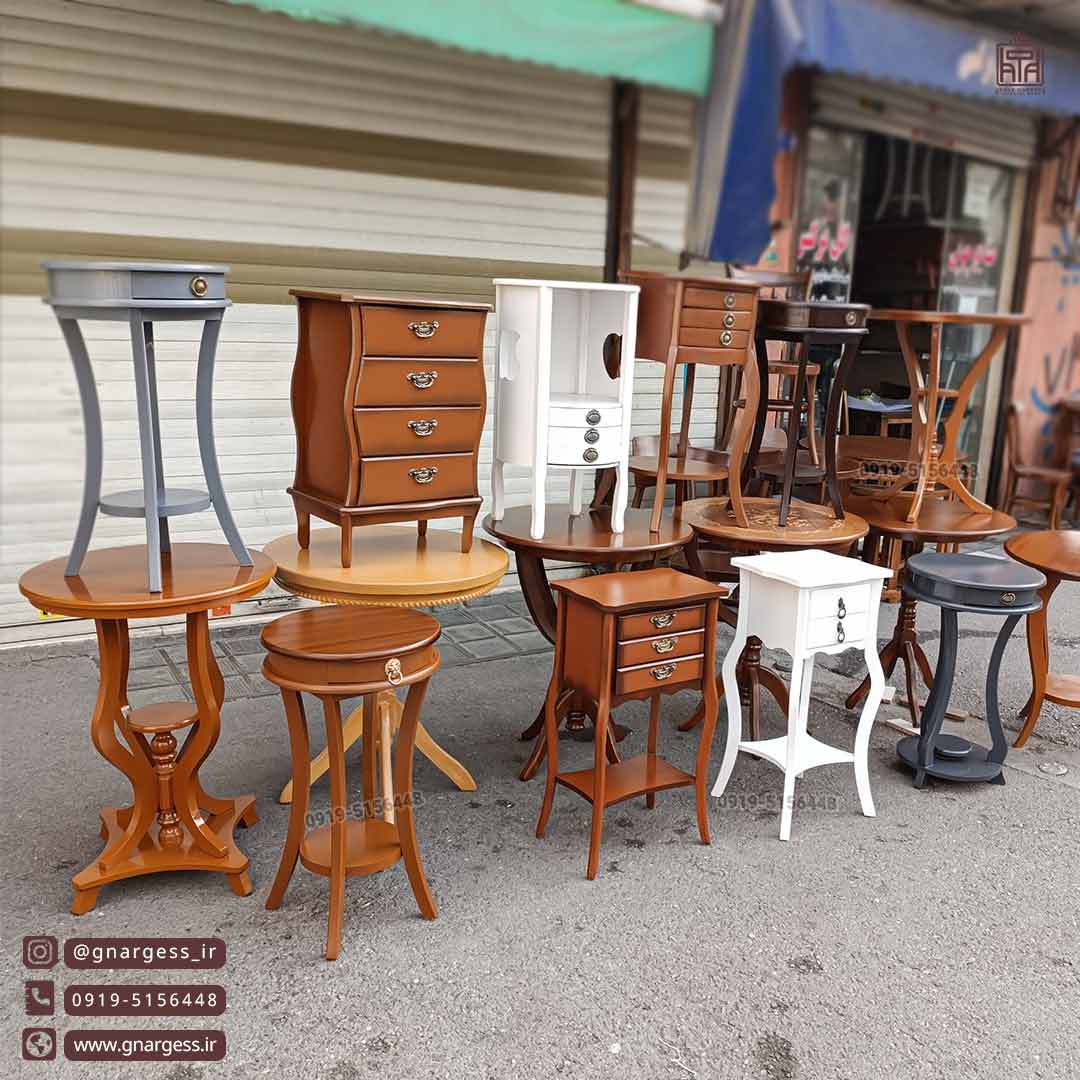 میز تلفن و میز آباژور مدل ایفل تک کشو رنگ طوسی و نوک مدادی — تصویر ۲