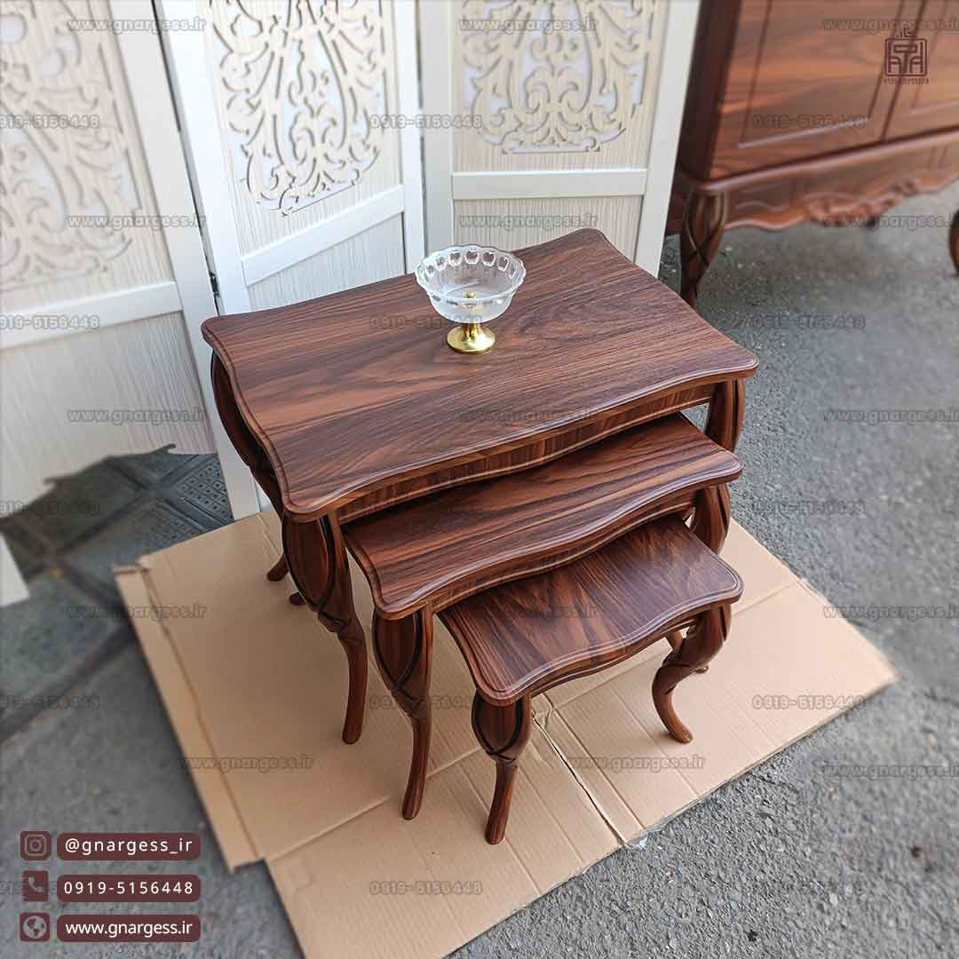 میز عسلی سه تیکه پیچک پایه پلیمری — تصویر ۴