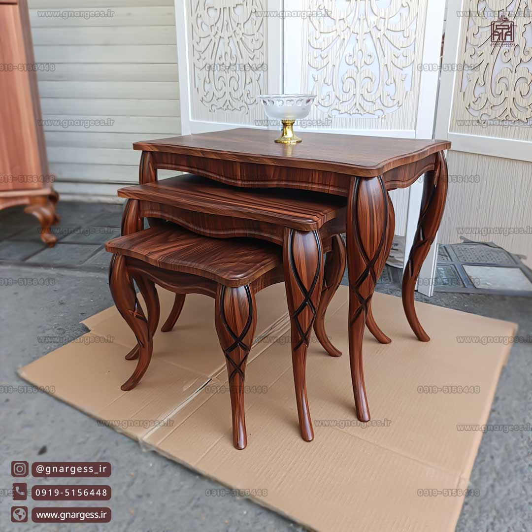 میز عسلی سه تیکه پیچک پایه پلیمری — تصویر ۲