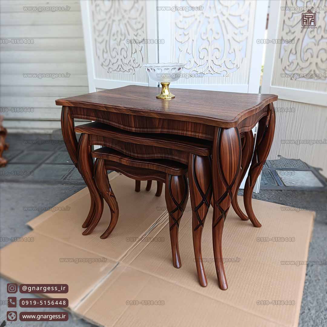 میز عسلی سه تیکه پیچک پایه پلیمری — تصویر ۵