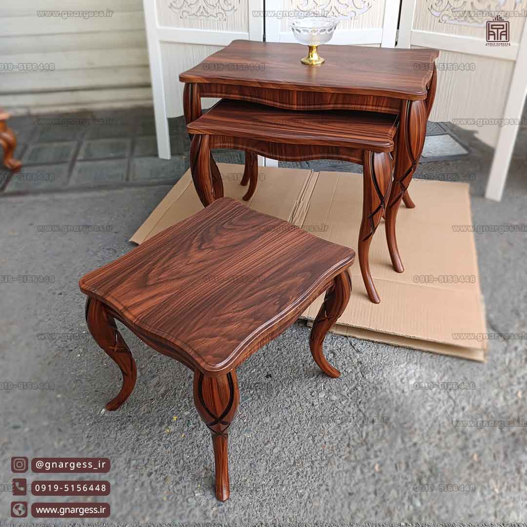 میز عسلی سه تیکه پیچک پایه پلیمری — تصویر ۷