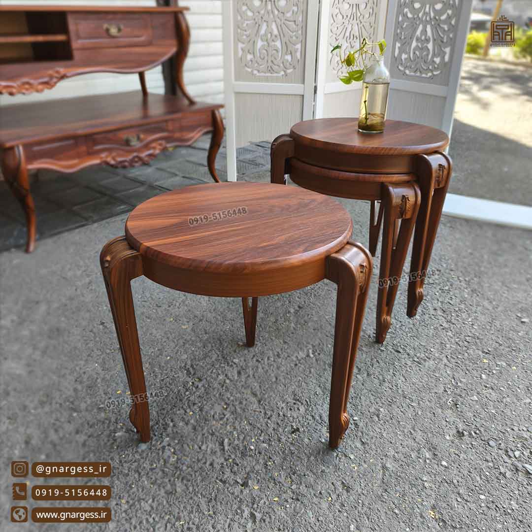 میزعسلی و میز کنار مبلی جدید گرد رینگی پایه پلیمری — تصویر ۳