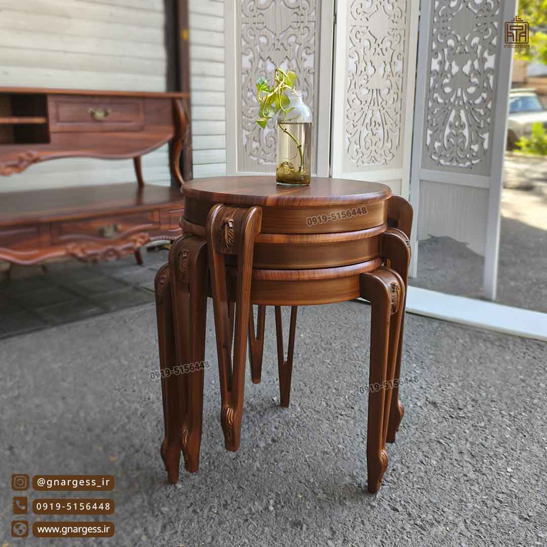 میزعسلی و میز کنار مبلی جدید گرد رینگی پایه پلیمری — تصویر ۸