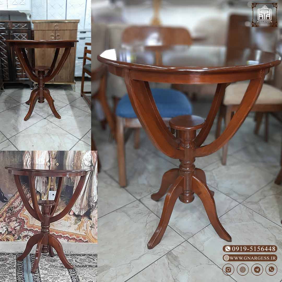 میز خاطره پایه چوبی خمره ایی طرح ارکیده — تصویر ۵