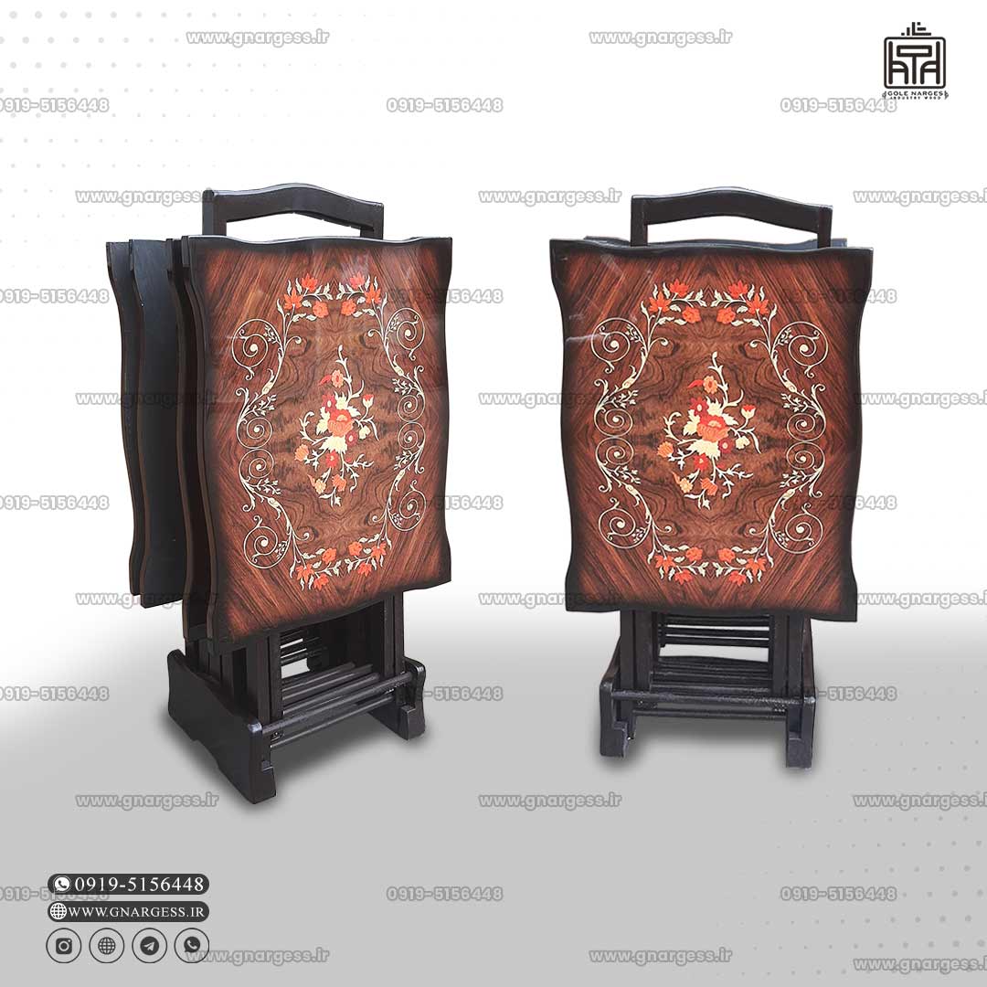 میز عسلی تاشو چمدانی مینیاتوری پولیشی — تصویر ۲
